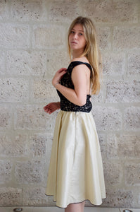 Lina dress - Robe en dentelle beige et noire - Fawzi
